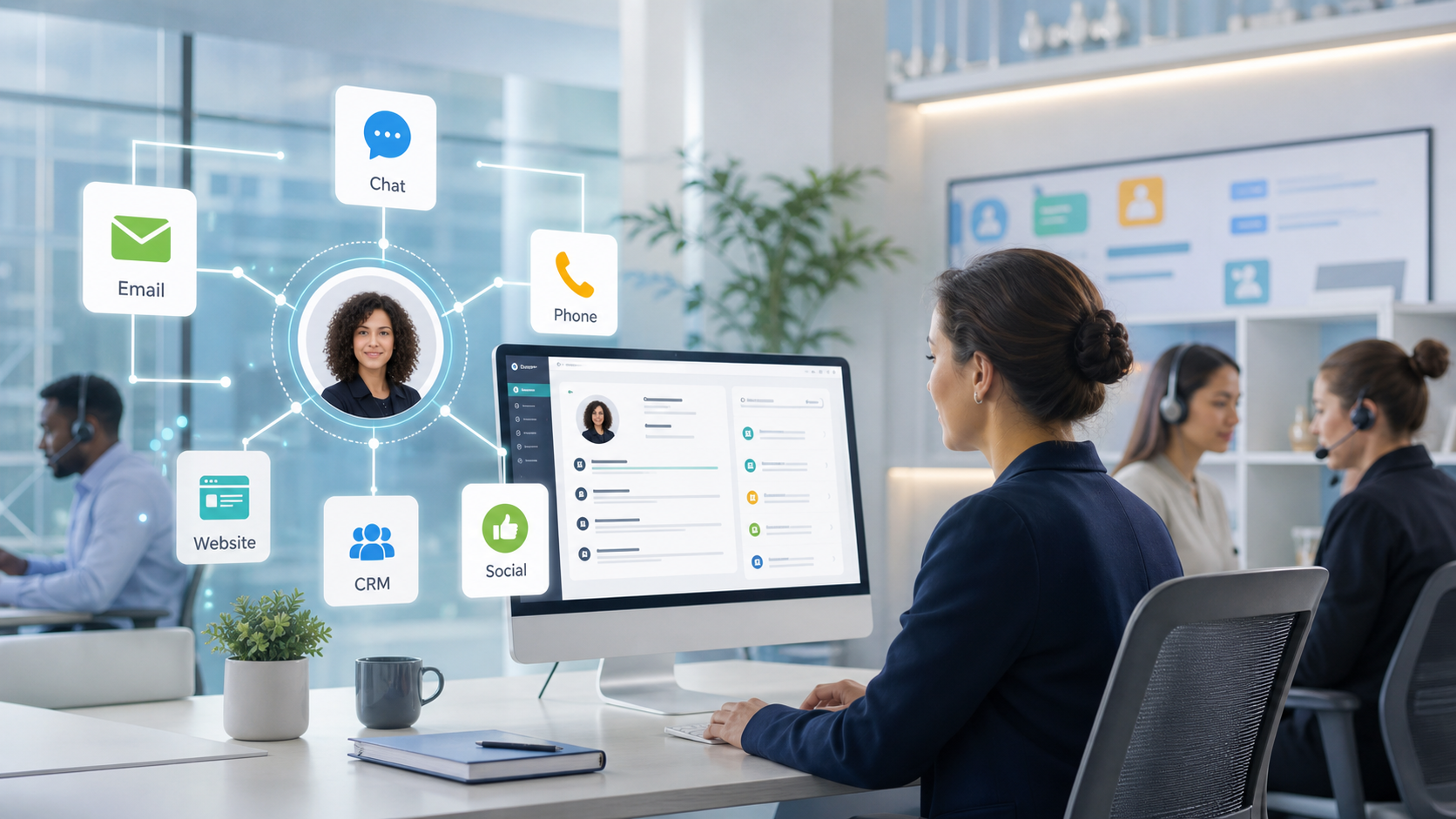 AI customer experience omnichannel support connecting chat email phone social website and CRM customer data