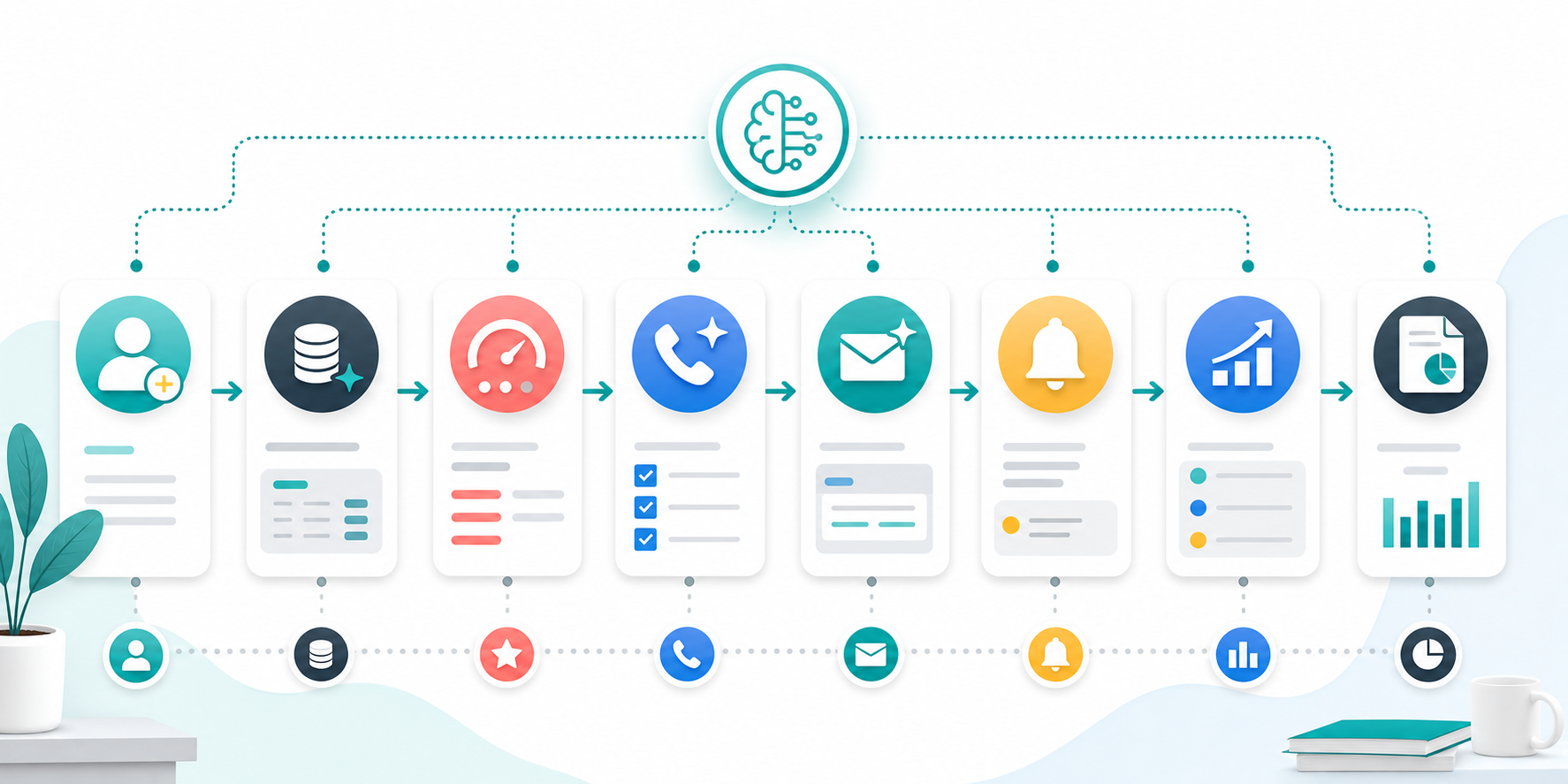 AI sales assistant workflow for lead enrichment scoring call preparation follow up reminders and sales reports