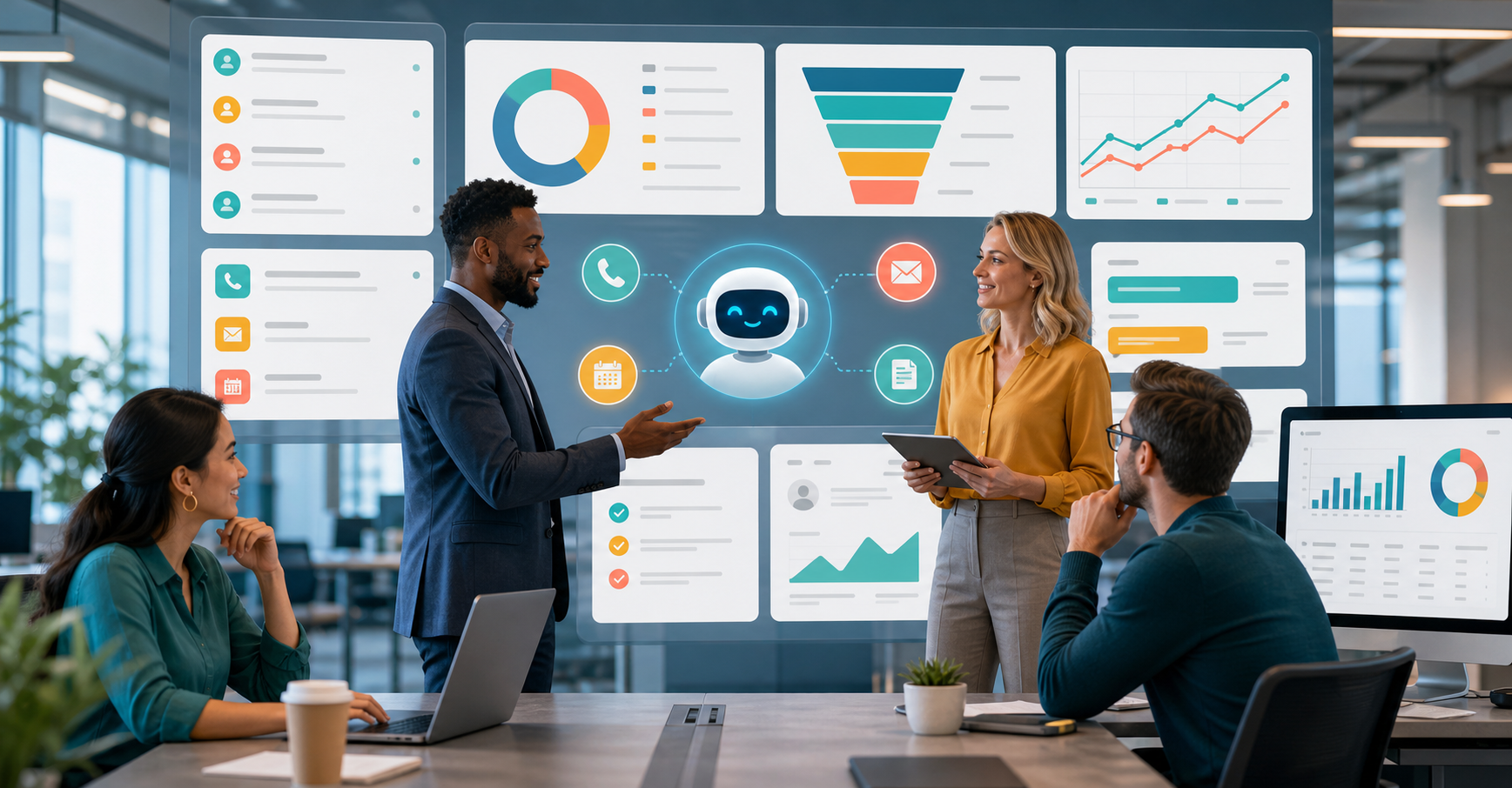 AI sales assistants supporting sales teams with CRM lead scoring follow up reminders and pipeline reporting