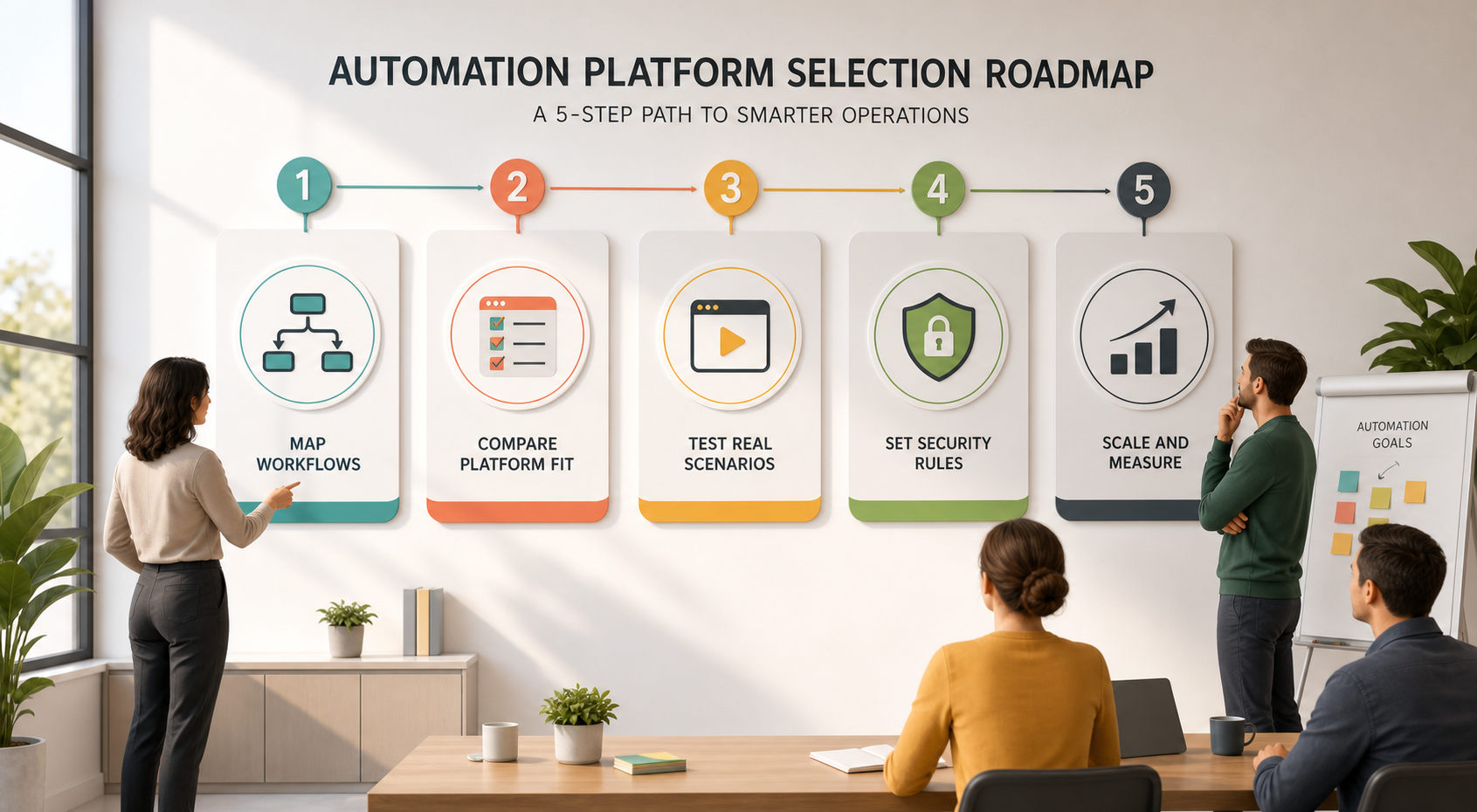 Automation platform selection roadmap for mapping workflows comparing platform fit testing real scenarios setting security rules and scaling results