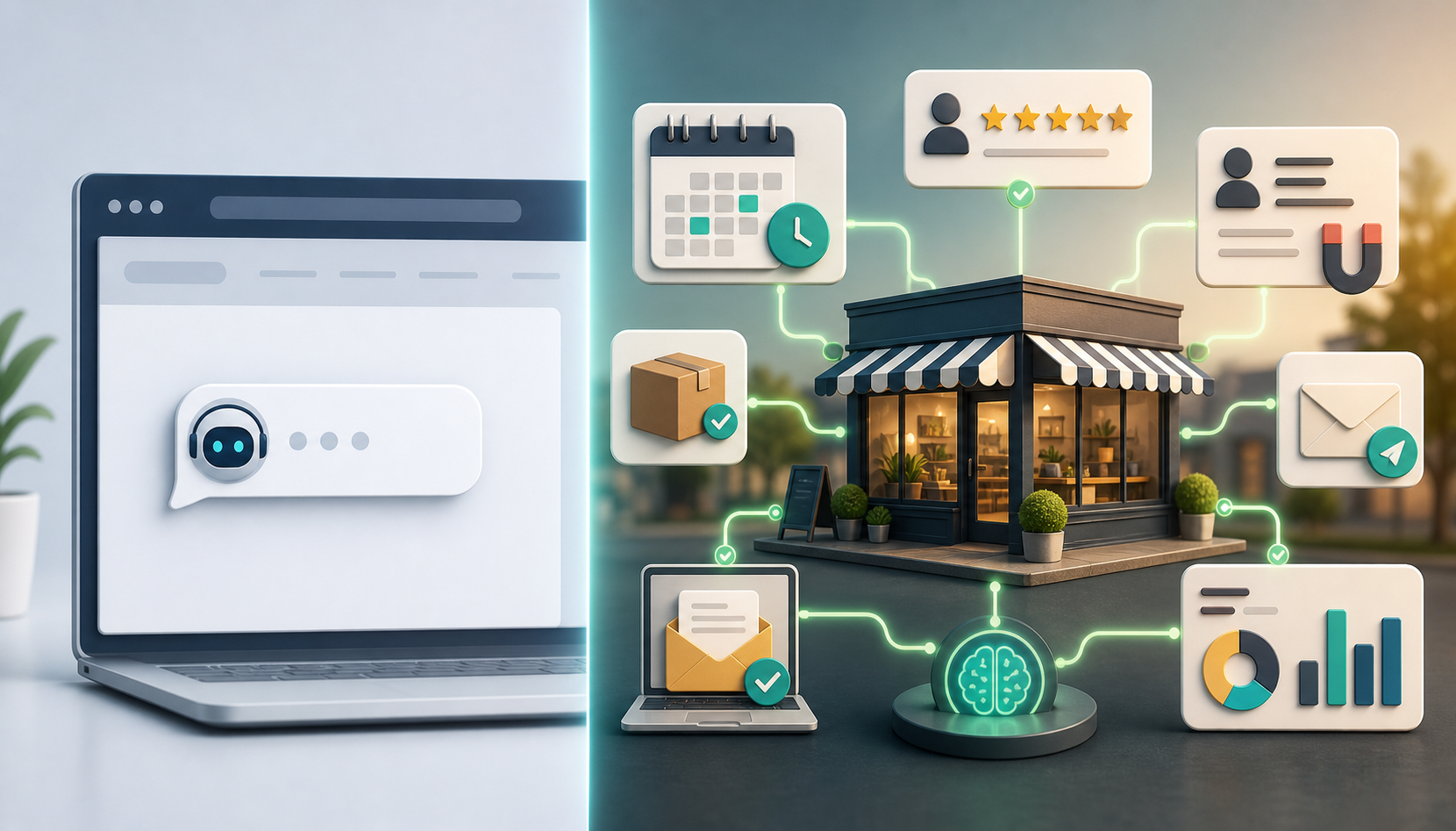 Chatbot only AI compared with full local business AI automation workflow
