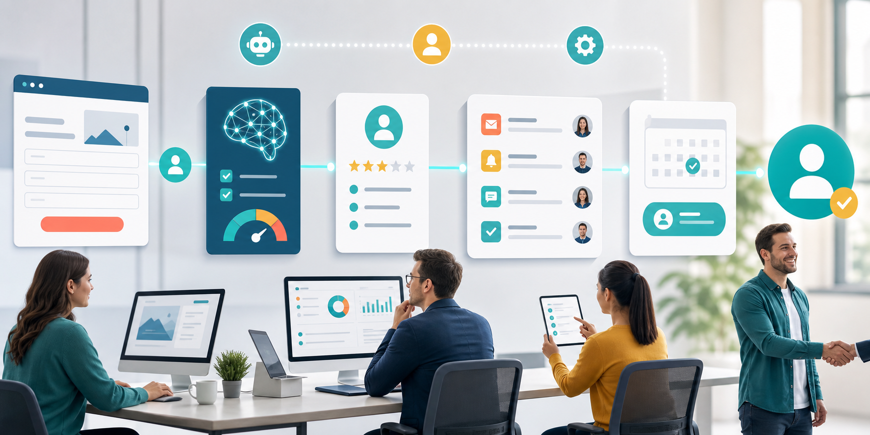 AI workflow automation turning a website contact form into a CRM lead follow up booking and customer