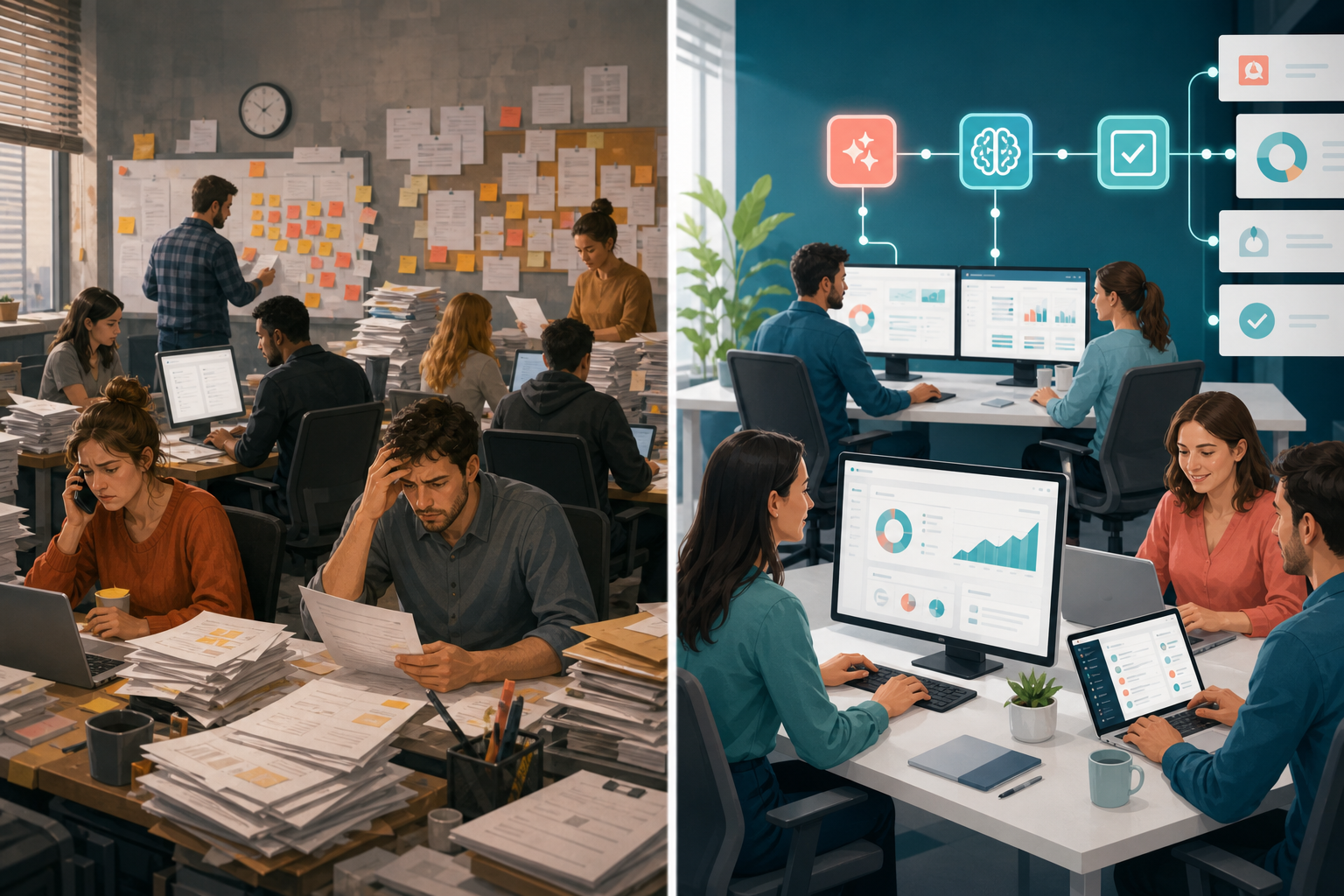 Manual agency scaling compared with AI agency automation for delivery reporting approvals and client work