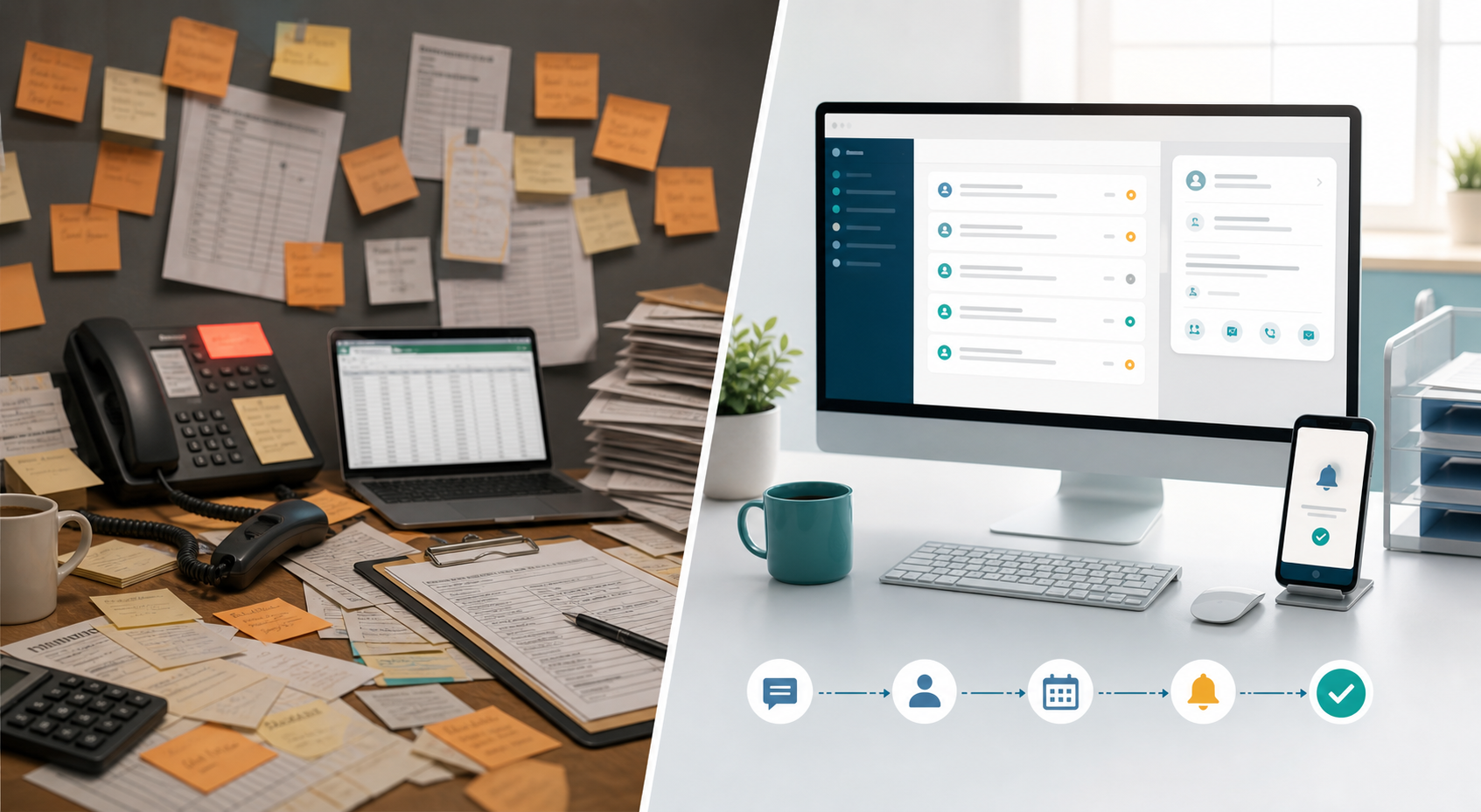 Manual service business operations compared with AI assisted scheduling CRM and customer follow up